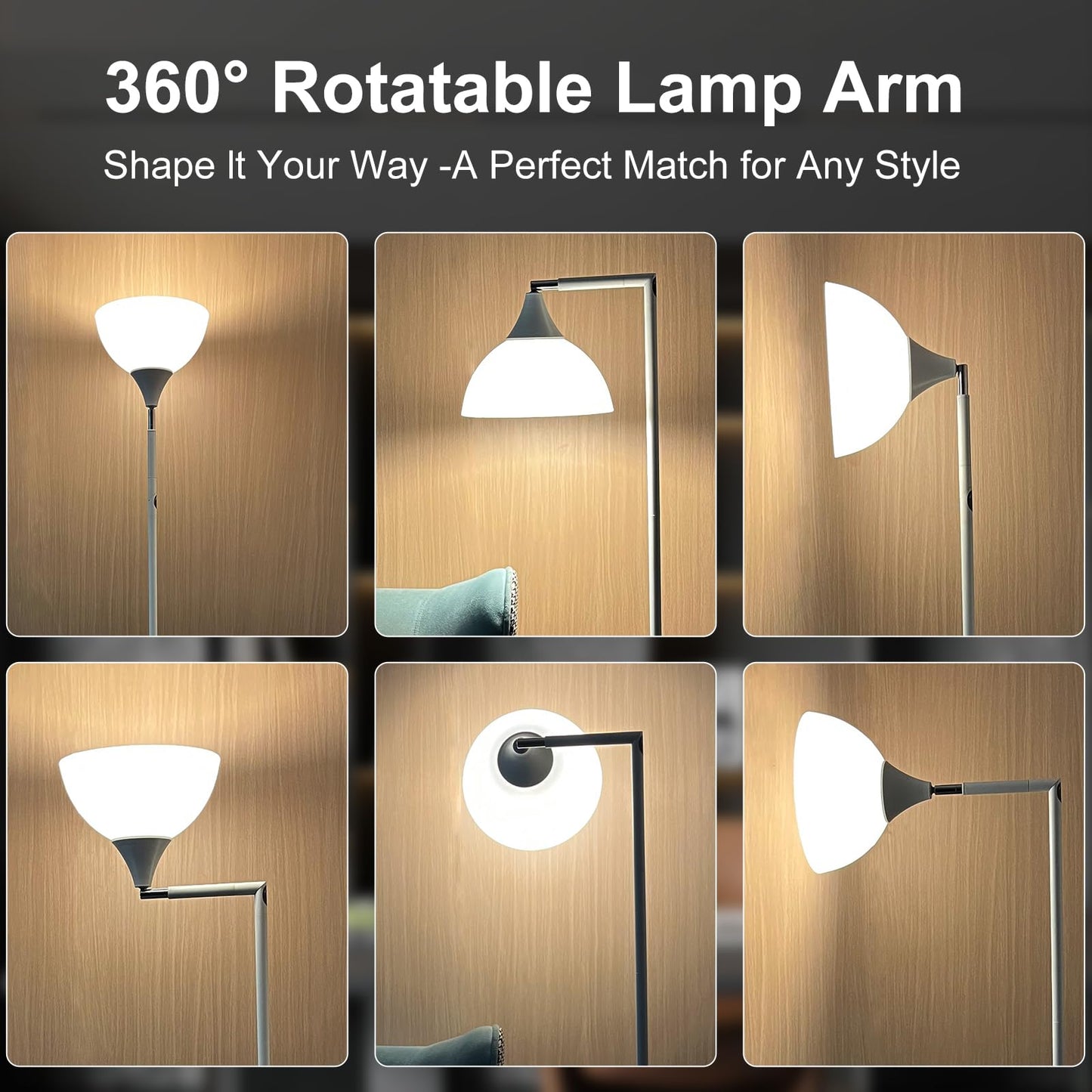 Anrotix Flexible 90-Degree Foldable Floor Lamp - Remote Control, Stepless Color Temp & Brightness, Space-Saving Adjustable Standing Light for Bedroom, Office, Living Room & Study White
