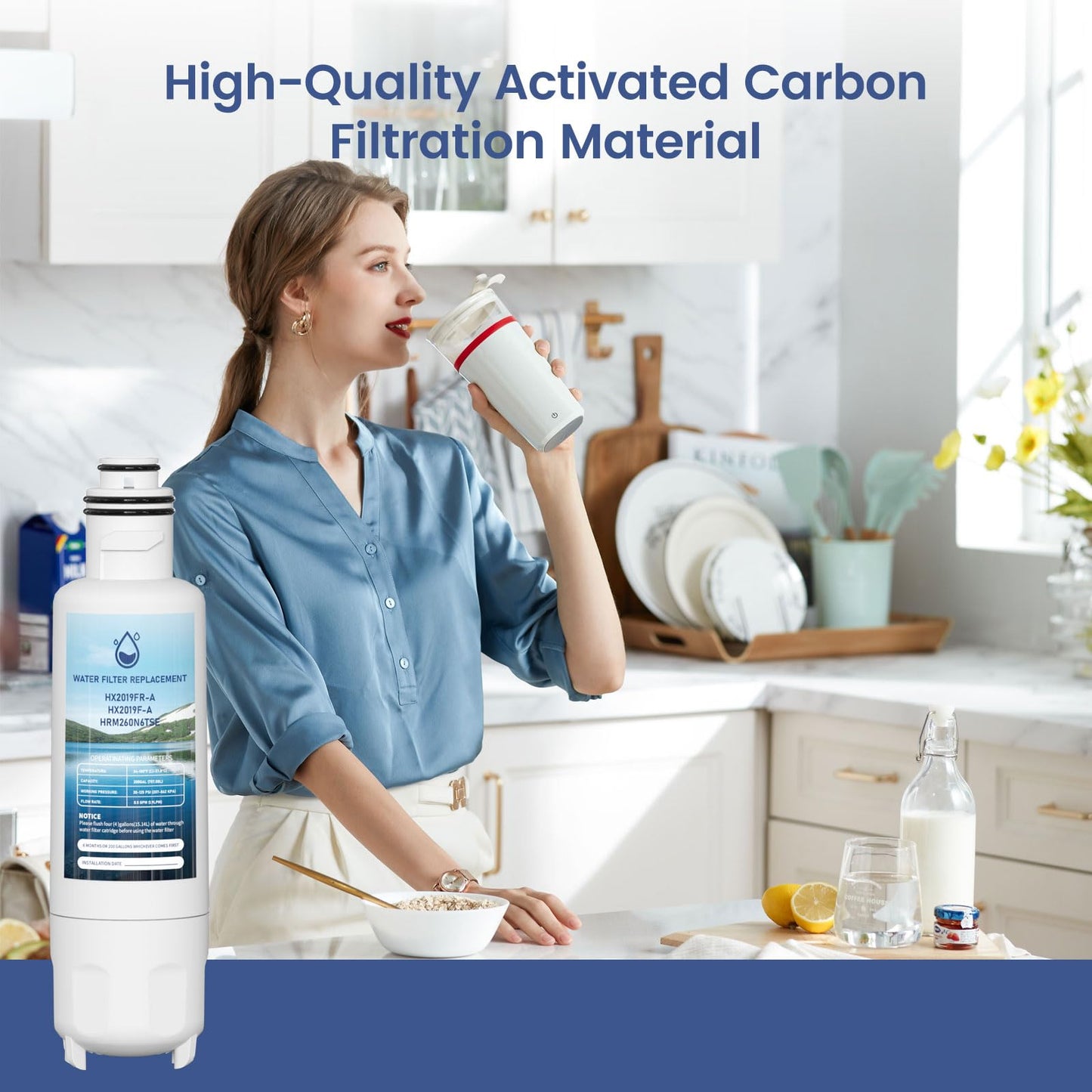 HX2019FR-A Water Filter Replacement, Compatible with Hisense HX2019FR-A, HX2019F-A, HRM260N6TSE, HRFD560SW, HRCD585BW, HRFD634BW, HRCD650BW, HRCD586TBWB and Mora MRM260N6TSE Pack of 2