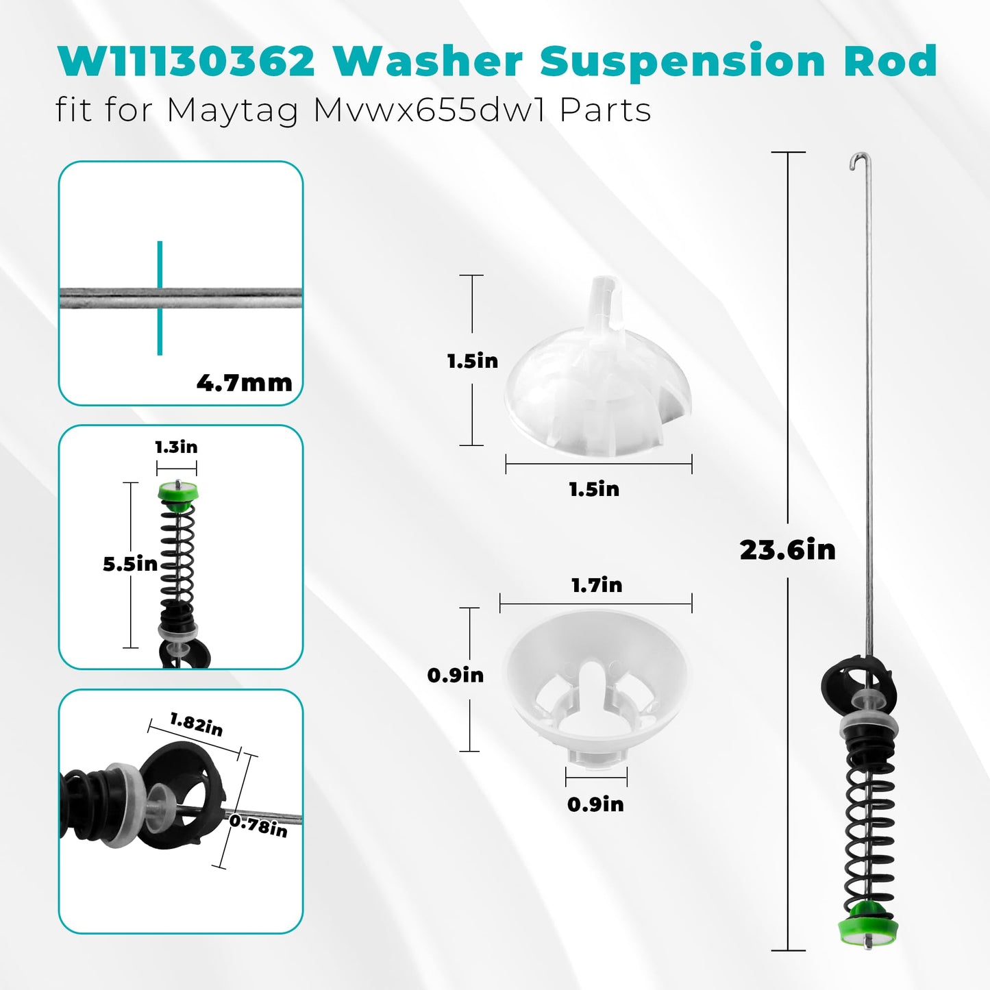 W11130362 Suspension Rod fit for Maytag MVWX655DW1 MVWC565FW1 MVWC565FW2 MVWC565FW fit for Whirlpool WTW5000DW1 WTW5000DW2 WTW5000DW3 WTW5000DW 11022352510 W10594080 W10748956 W10780040 prime&swift