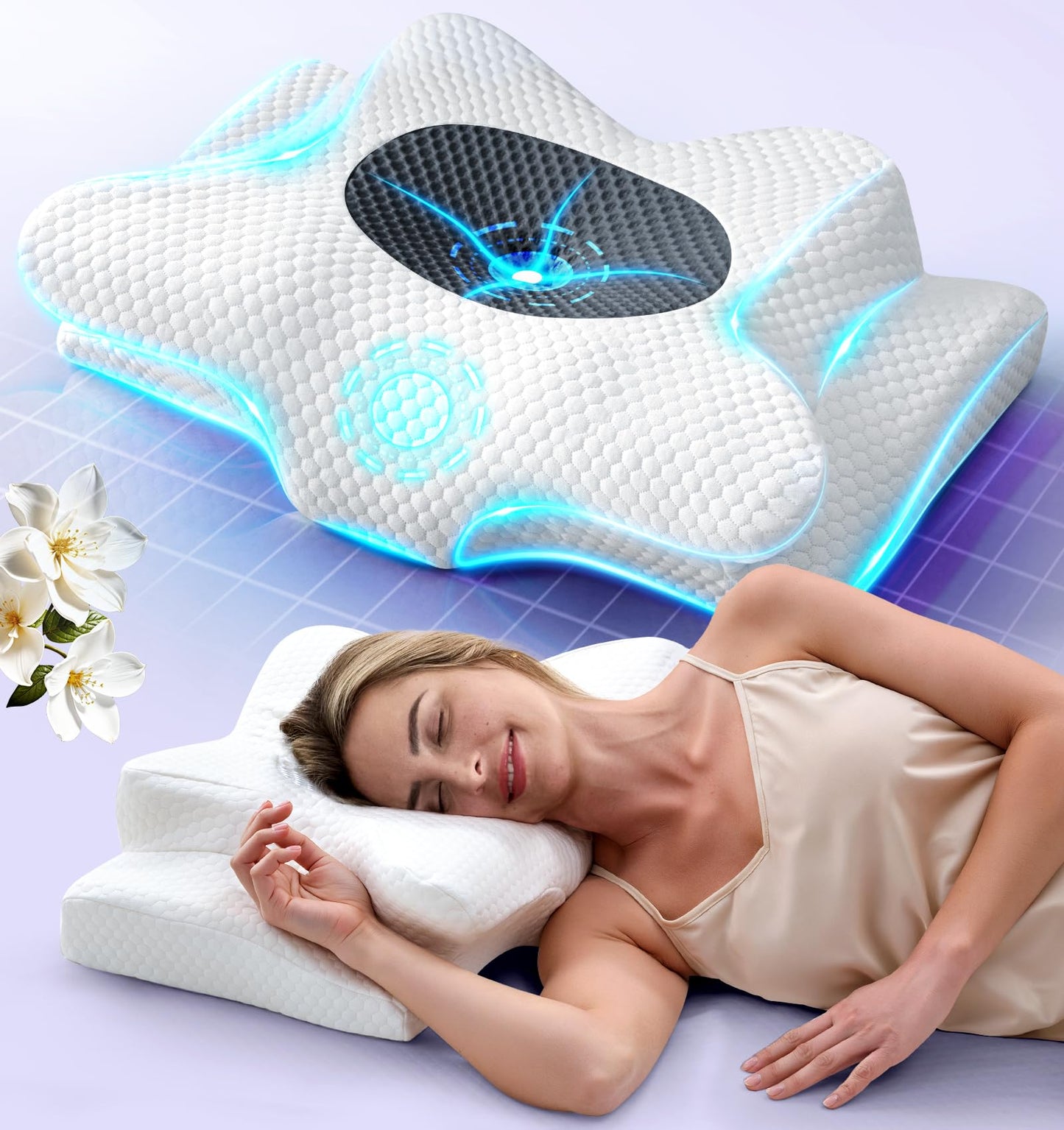Emircey Clinical-Level Relief Cervical Neck Pillow for Sleeping, Orthopedic Contour Memory Foam Pillow for Side Sleepers,Cooling Reading Pillow Neck Relief, Ergonomic Back Stomach Sleepers,Light Grey