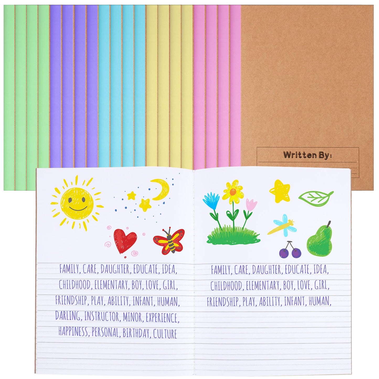 Henoyso 20 Pack Primary Composition Notebook, 9-3/4" x 7-1/2", Kids Primary Journal, K-2 Writing Notebook for Kids Student Draw Write Story Journal Half Blank Books(Macaron Color)