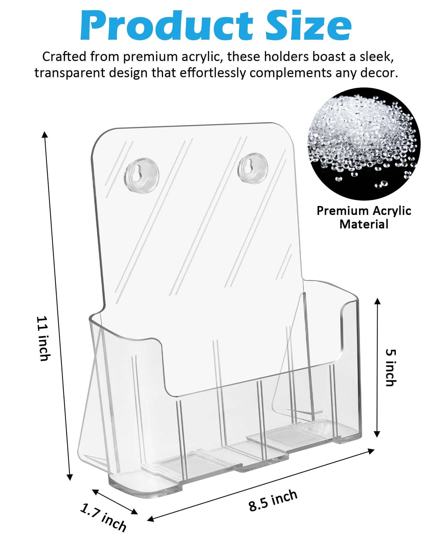 Sahasea Acrylic Brochure Holder, Acrylic Sign Holder 8.5 x 11, 6 Packs Brochure Display Stand, Clear Flyer Holder Pamphlet Paper Literature Holder for Document Magazine Menu, Table Desk Wall Mount