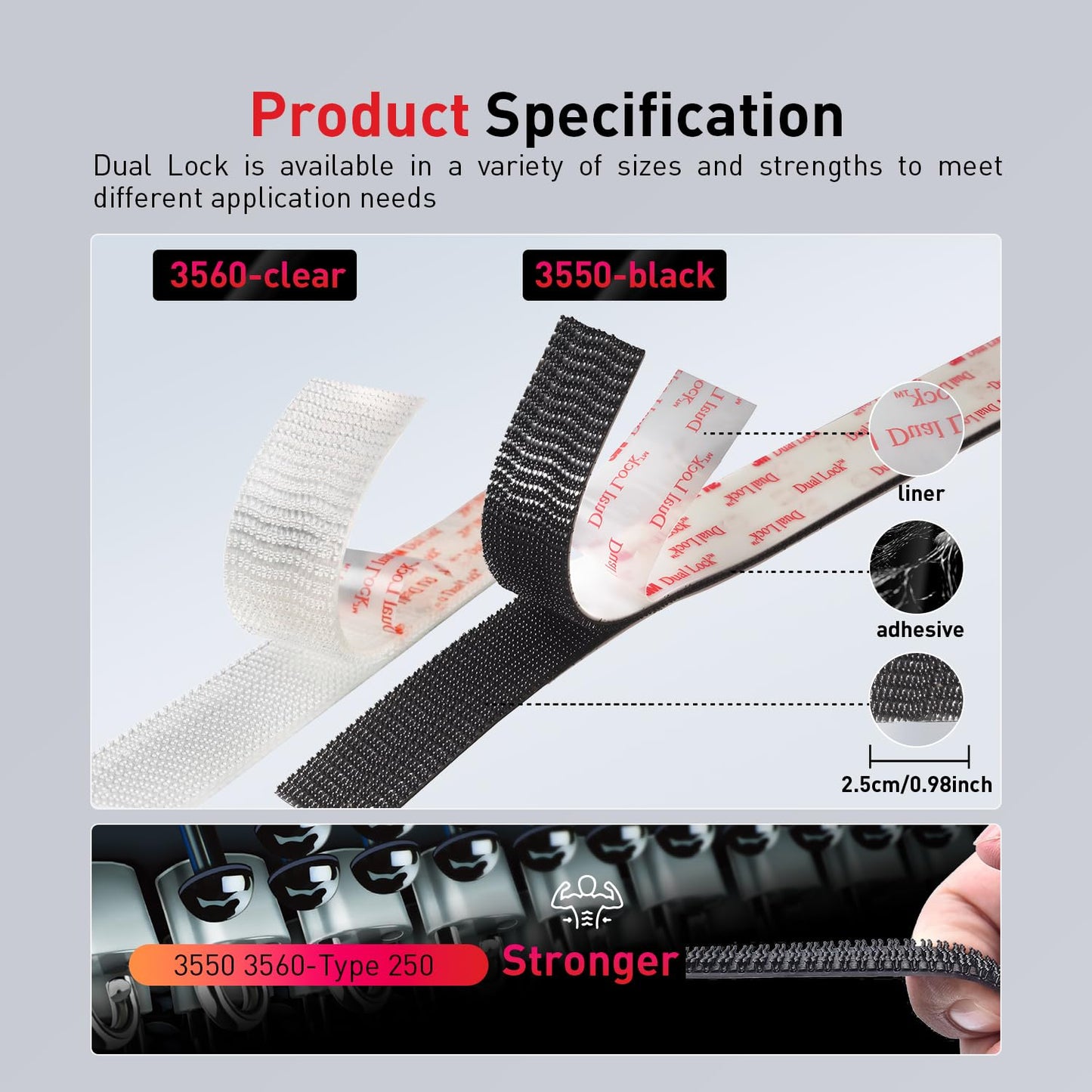 Dual Lock SJ3560 Made of 3M Heavy Duty Reclosable Fastener 2" x 4Ft Industrial Strength Mounting Strips Self Mating Interlocking Hook with Strong Adhesive for Indoor Outdoor Home Office Deco