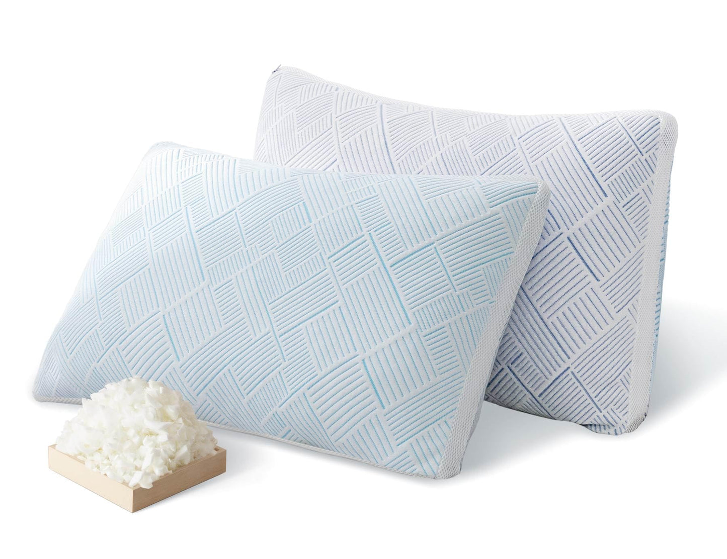 Lyralith Shredded Memory Foam Cooling Soft Bamboo Viscose Pillows Queen Size Set of 2, Adjustable Hypoallergenic Hotel Quality Bed Pillows for Side, Stomach or Back Sleeper, Oeko-TEX Certified