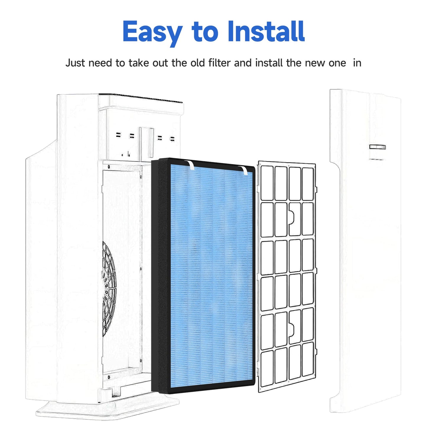 HSP002 Replacement Filter Compatible with HSP002 Smart Air Purifier 2.0 4-in-1 Filtration of Main Filter and Activated Carbon, 1 Pack