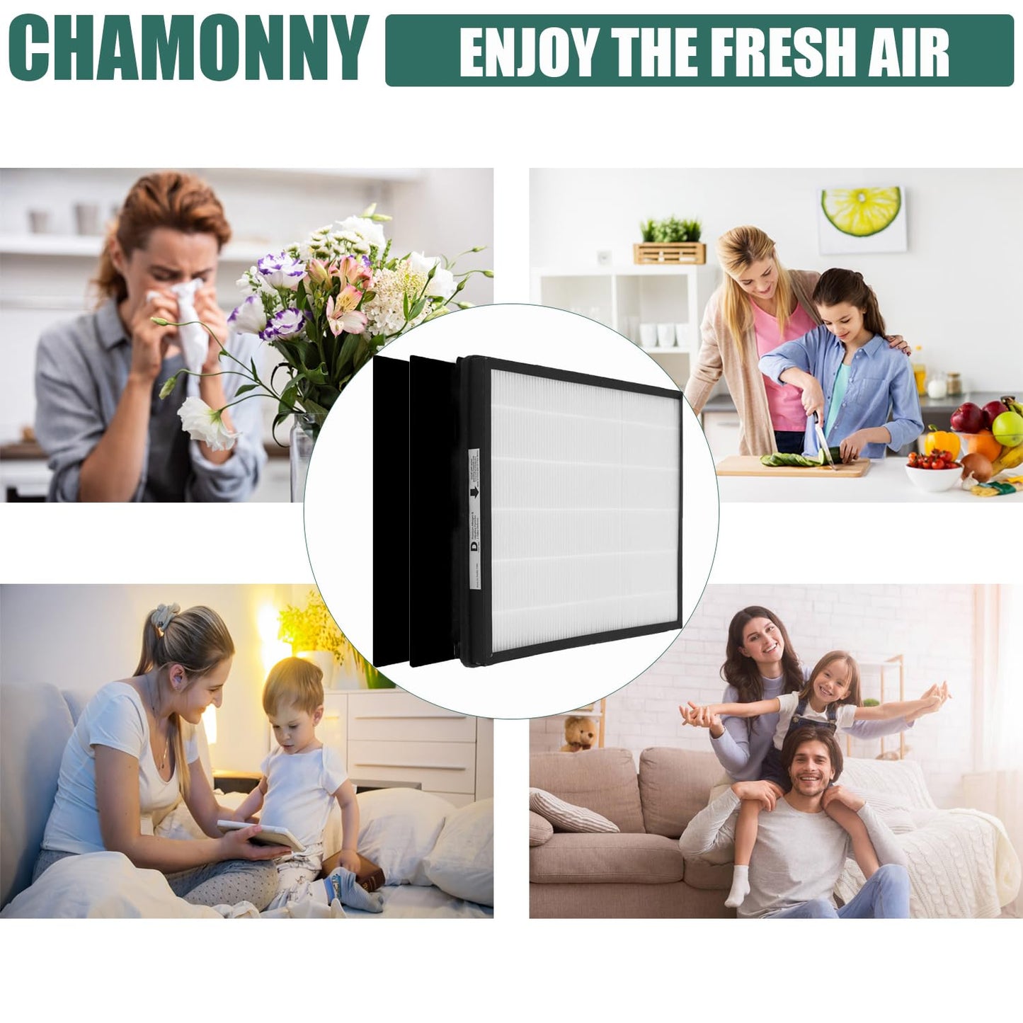 CHAMONNY IAF-H-100D Idylis D Replacement Filter Size D, Compatible with Idylis AC-2118, AC-2123, IAP-10-280 Air Purifier, 2 HEPA Filters + 4 Activated Carbon Pre-filters