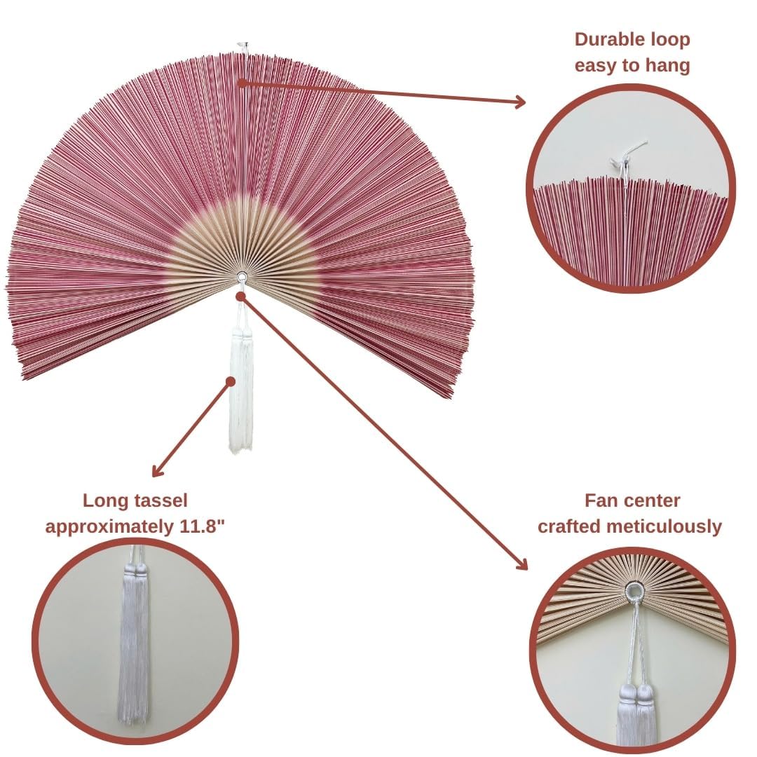 ChumDecor Fan Wall Decor,Large Bamboo Fans Wall Art for Boho Hanging Headboard,Decorative Folding Fan for Over Bed Decorations