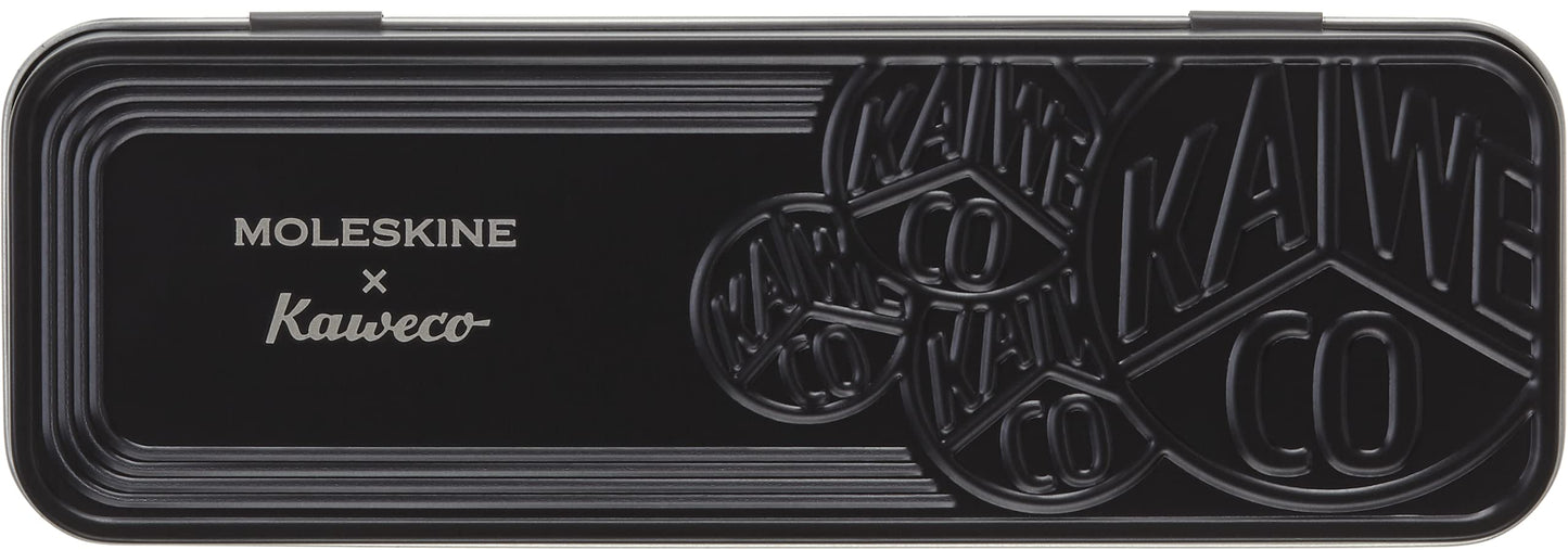 Moleskine x Kaweco, Fountain Pen and Ballpen Set, Medium Nib/1.0mm Point, Black with Blue Ink