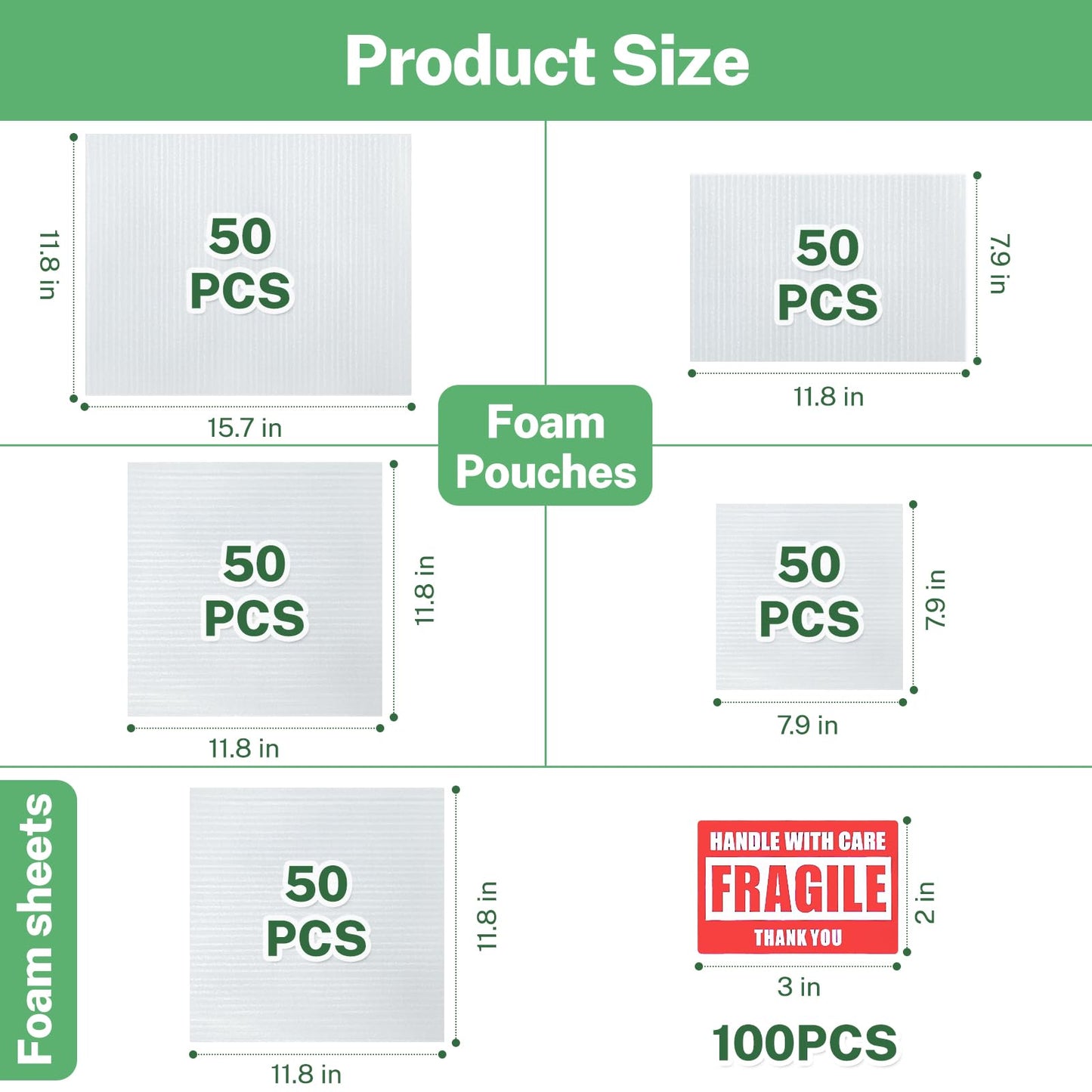 350 Pcs Dish Packing Supplies for Moving, 250 Cushion Foam Pouches(4 Sizes 16x12'',12x12'',12x8'',8x8'') and Foam Sheets(12x12'') with 100 Fragile Stickers for Packing,Storage,Shipping