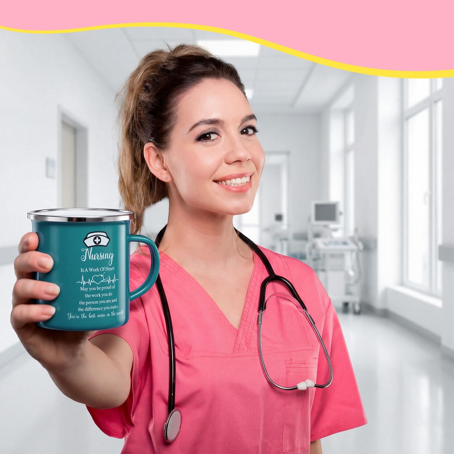 SiliFine 24 Pcs Nurse Appreciation Gifts 2026 Nurse Appreciation Cup Bulk 12 oz Enamel Nursing Coffee Mugs with Handle for Nurse's Day Women Doctor Assistant Graduation Rn Thank You Week Gift