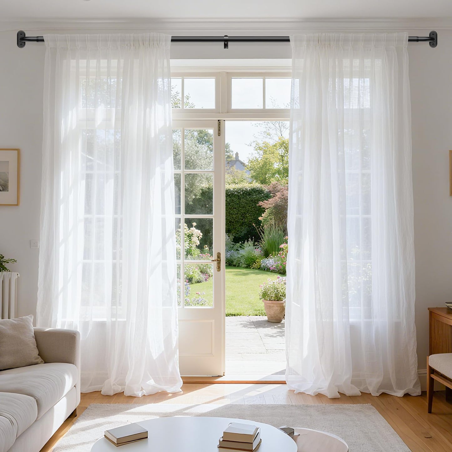 Wolistsa Curtain Rods 36-152 Inch, Black Wrap Around Blackout Curtain Rods for Windows, 1" Adjustable Extra Long Heavy Duty Room Darkening Window Treatment Rod for Bedroom, Living Room, Sliding Door