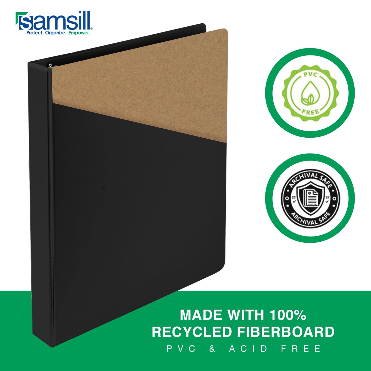 Samsill 1 Inch 3 Ring Binders, Economy Round Ring, Clear View Cover, 200 Sheet Capacity - for School, Home, Office - Black, 12 Pack