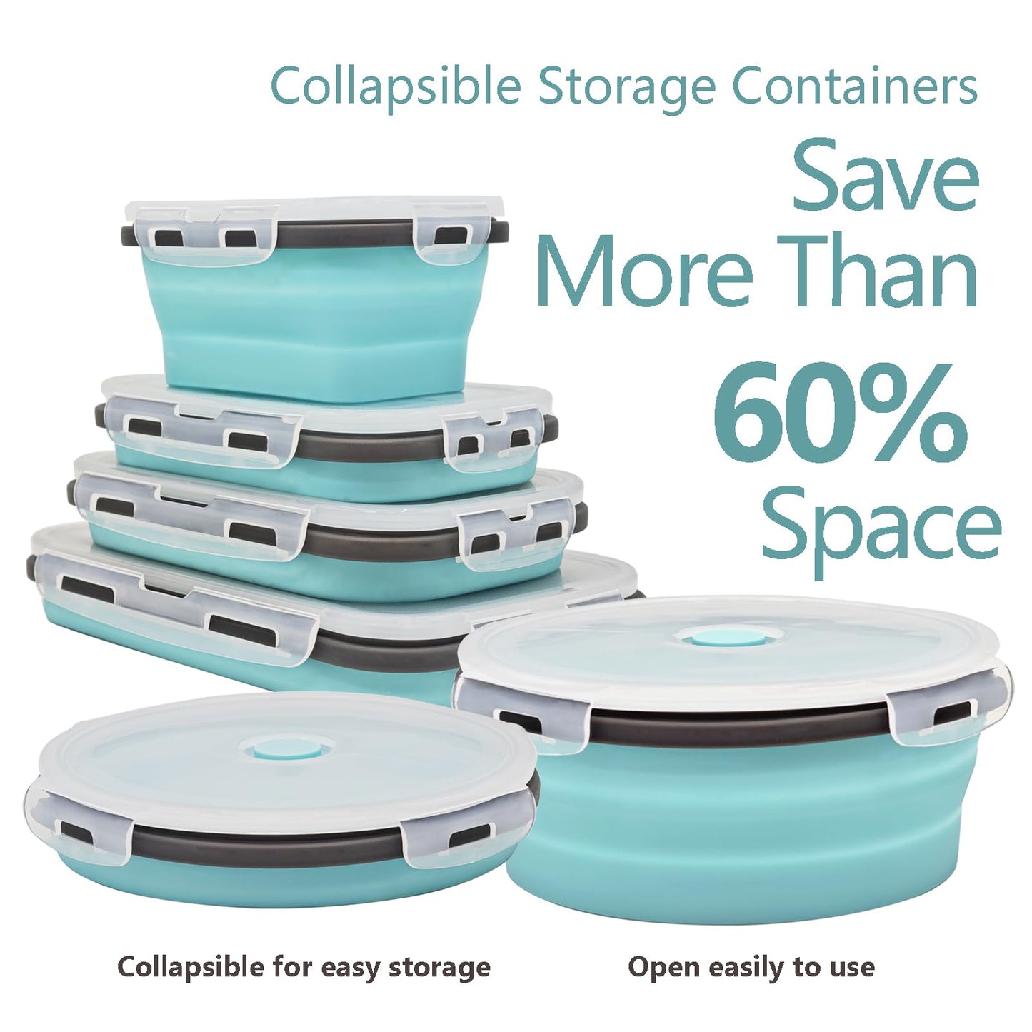 Ainmvnos 8 Collapsible Food Storage Containers, Silicone Collapsible Food Storage Containers, Collapsible Food Storage Silicone, Rv Collapsible Bowls, Collapsible Storage Containers for Food Camping