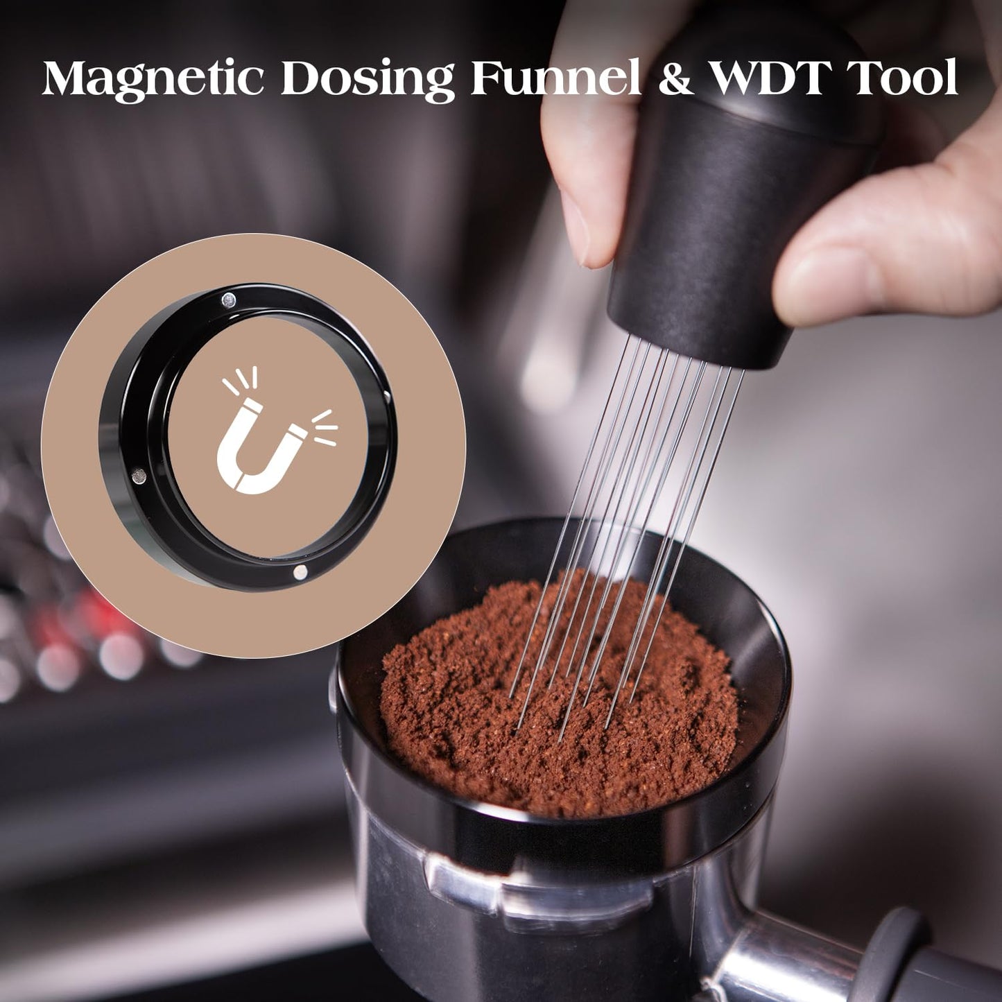troletoi 7 PCS 58mm Espresso Accessories Kit: Espresso Tamper, Coffee Distributor, Puck Screen, Dosing Funnel and WDT Tool Espresso Machine Accessories, Professional Espresso Tools