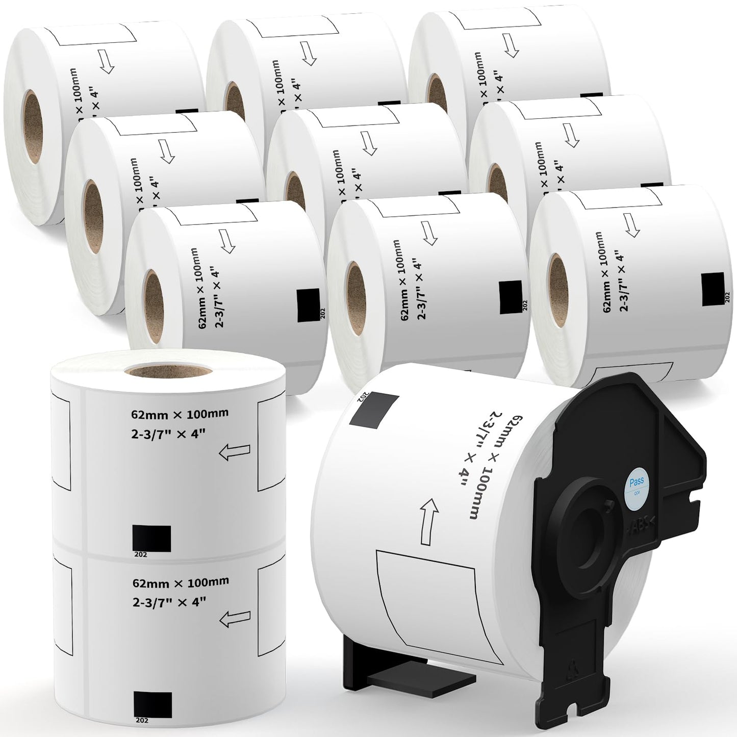 TgSmder-12 Rolls Compatible with Brother DK-1202 Die-Cut Shipping Labels, 2 3/7" x 4" (62 mm x 100 mm) Label with 1 Detachable Frame, 300 Labels/Roll (3600 Labels), fit for QL 800, QL 820NWB, QL 810W