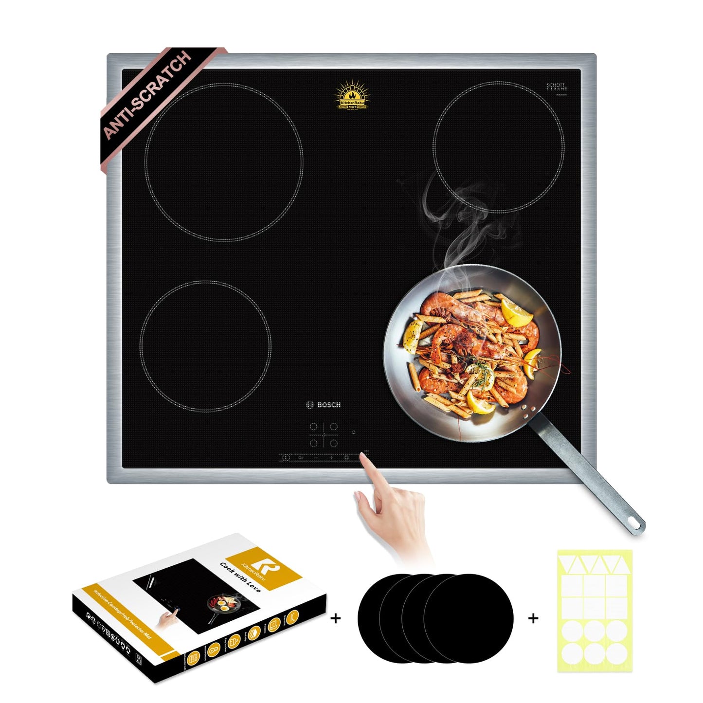 Extra-Large Translucent Induction Cooktop Protector Cover Mat 20.4" x 30.7 "(Magnetic) | 230°C (450℉) Heat-Resistant | Range Covers for Electric Stove | Multi-Use Silicone Mat (TSMGTS7)
