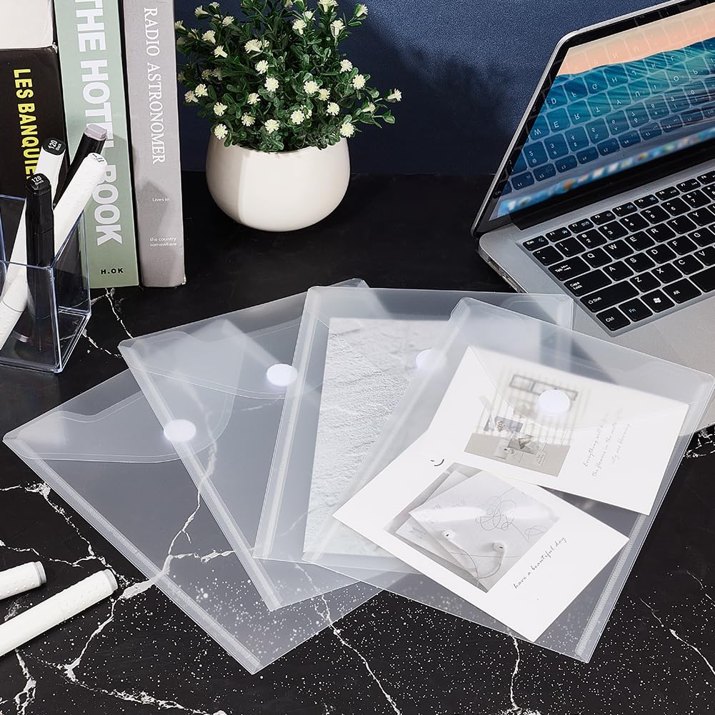 INTERWARM 96 Pack Plastic Envelopes, 7 X 10 File Envelope with Hook & Loop Closure Small Bill Storage Bags A5 Clear File Folders for School Home Work Office Letter Photos Organization