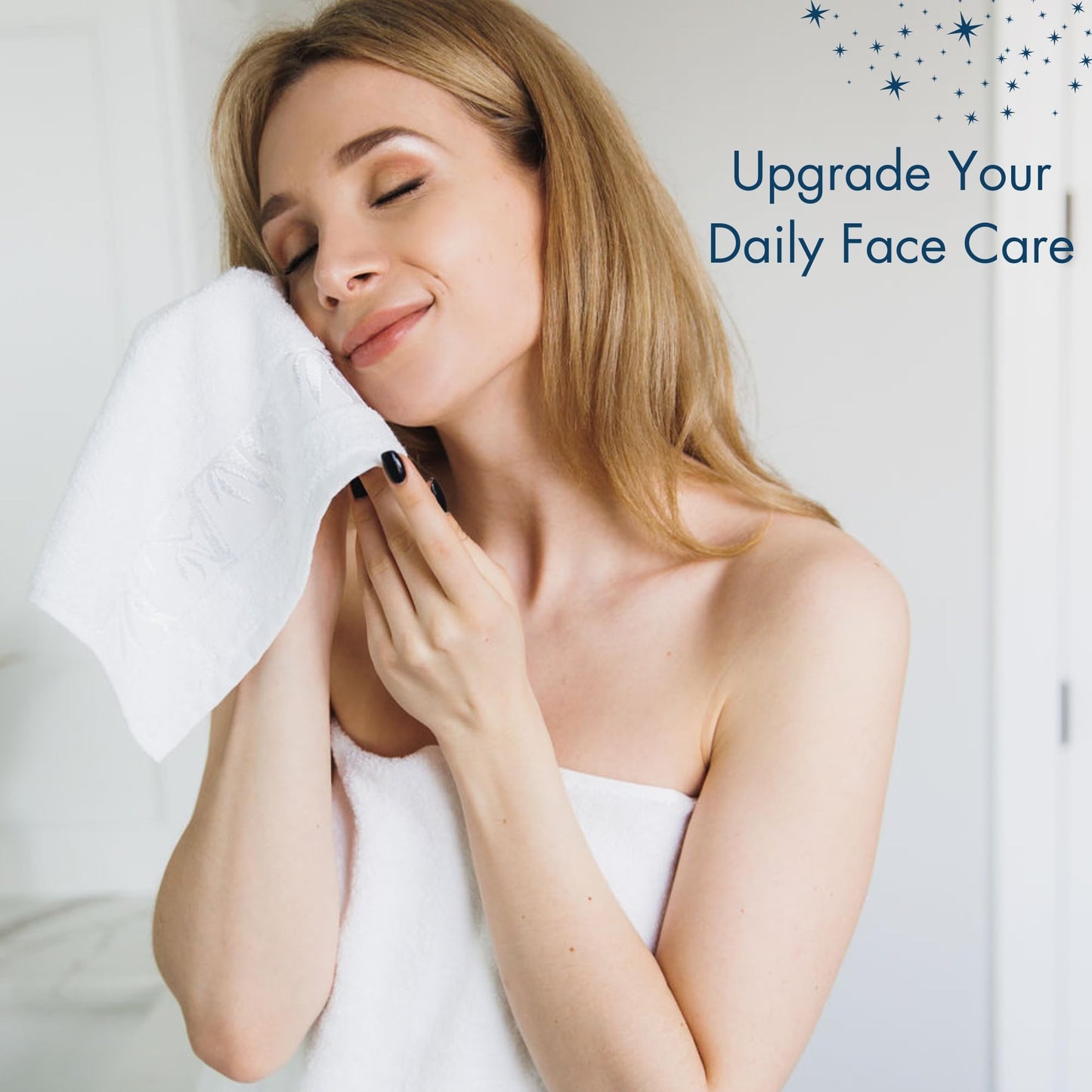 Marmaris Co. Set of 6 Luxury Wash Cloths for Your Face Viscose Bamboo & Turkish Cotton, White Wascloths