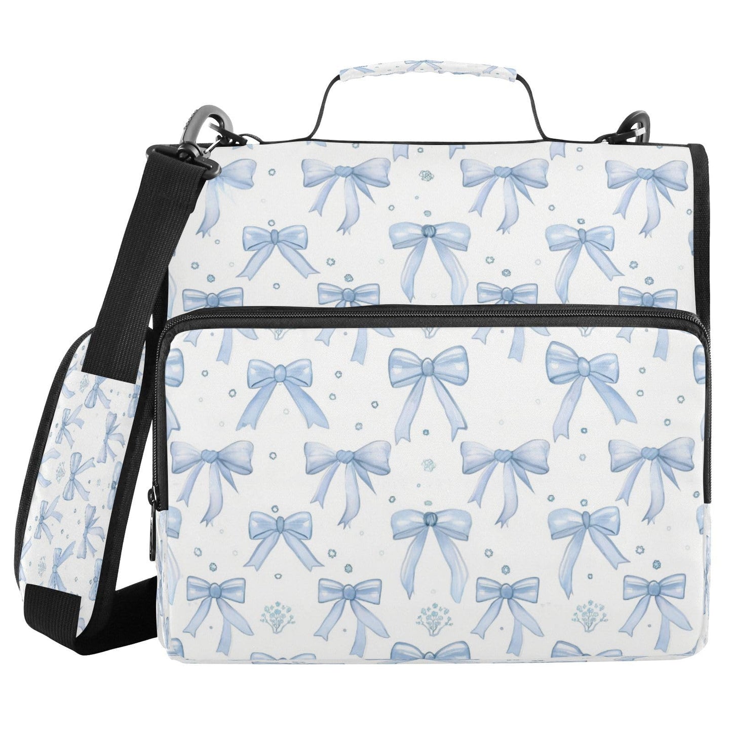 KEEPREAL Blue Bows Zipper Binder for School with Shoulder Strap & Extra Pockets - 1.5 Inch 3-Ring Binder Holds 500+ Sheets, Textbooks, Laptop