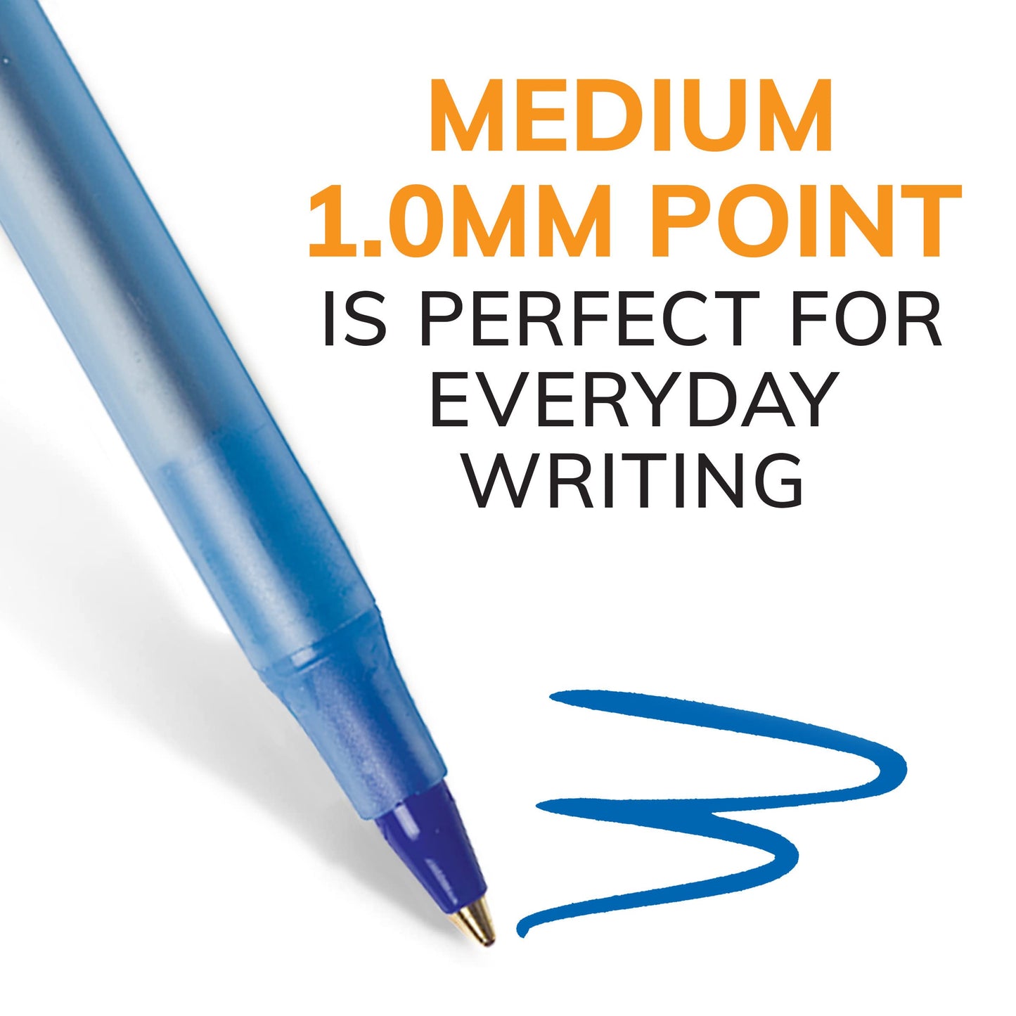 BIC Round Stic Xtra Life Ballpoint Pen, Medium Point (1.0mm), Blue, Flexible Round Barrel For Writing Comfort (Pack of 9, 540 Count Total)