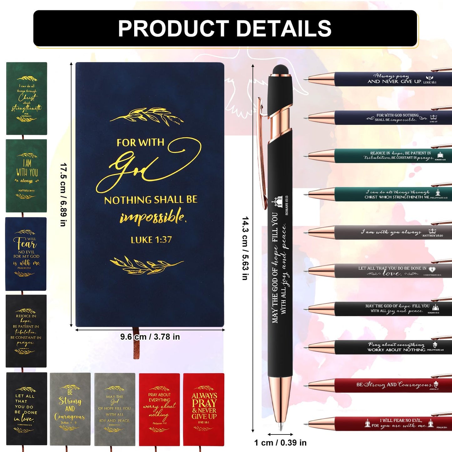 Crtiin 40 Pcs Christian Gifts Notebook Bulk Father's Day Religious Notepads with Motivational Pen Inspirational Bible Verse Leather Prayer Journal Gifts for Church Members Men Women (Classic Color)