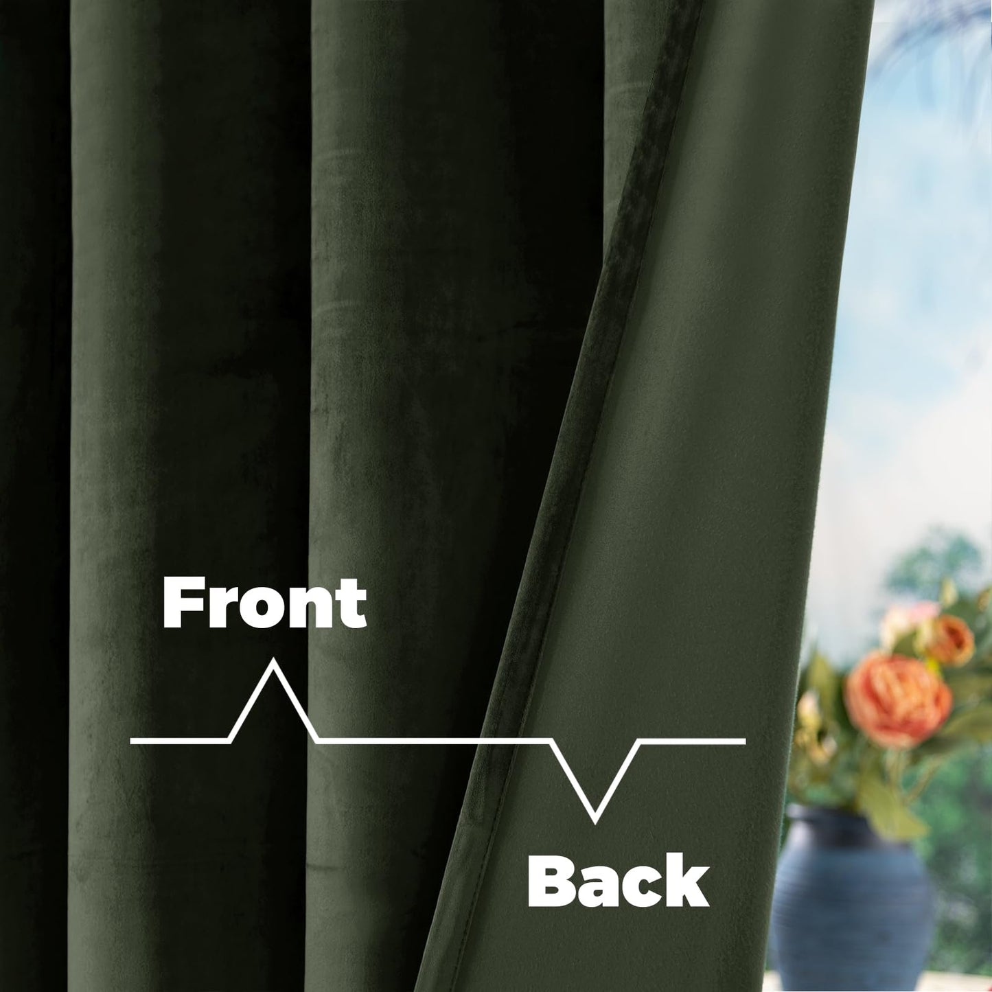 BGment Olive Green Velvet Curtains 96 Inches for Living Room, Thermal Insulated Blackout Curtains Room Darkening Drapes with Back Tab and Rod Pocket for French Door, Set of 2 Panels, 52 x 96 Inch
