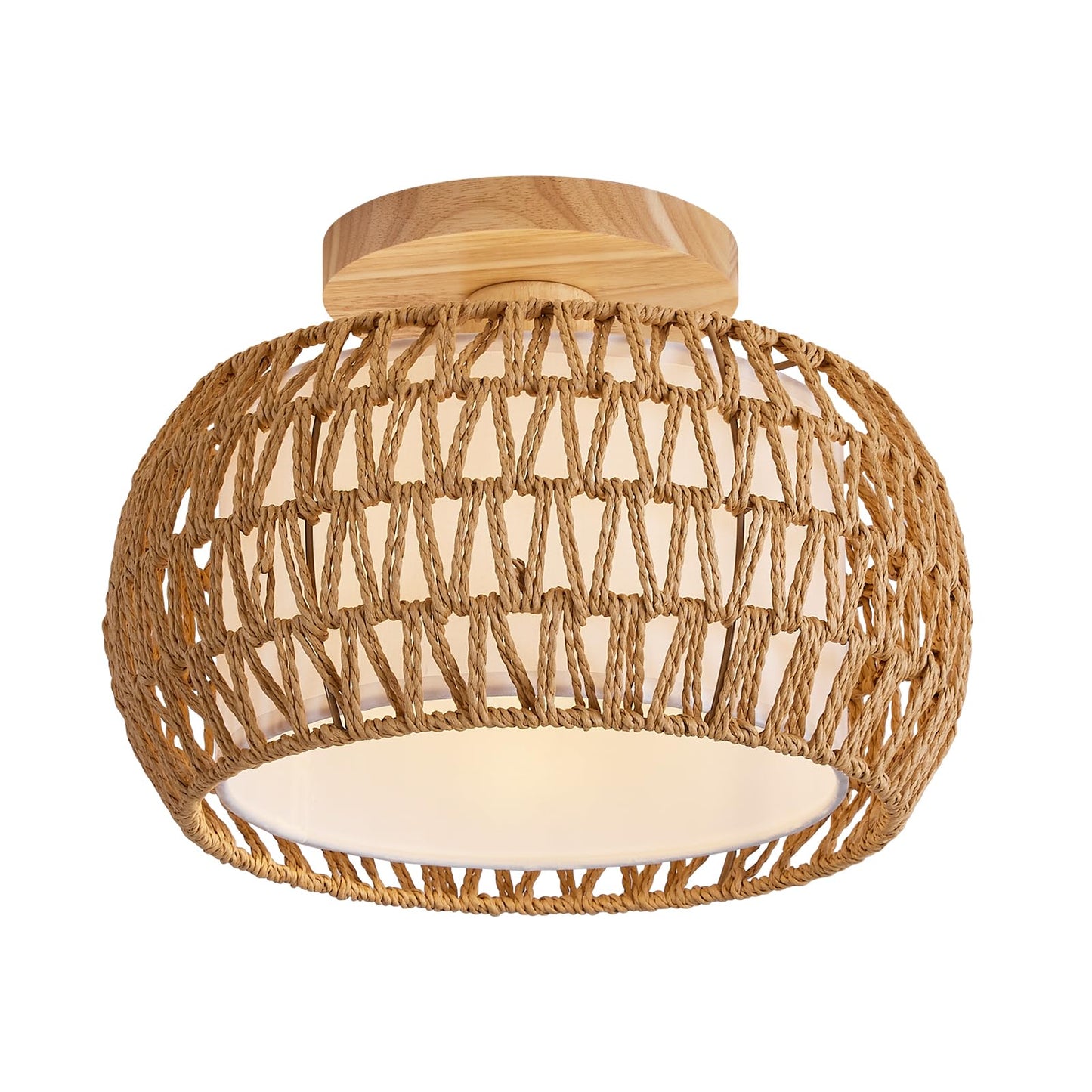 Rattan Ceiling Light Fixture，3 Style Options Boho Flush Mount Ceiling Lights, Hand-Woven Rattan Chandelier,Mini Bohemian Wicker Light Fixtures, Farmhouse Light Fixture for Bedroom Hallway Entryway