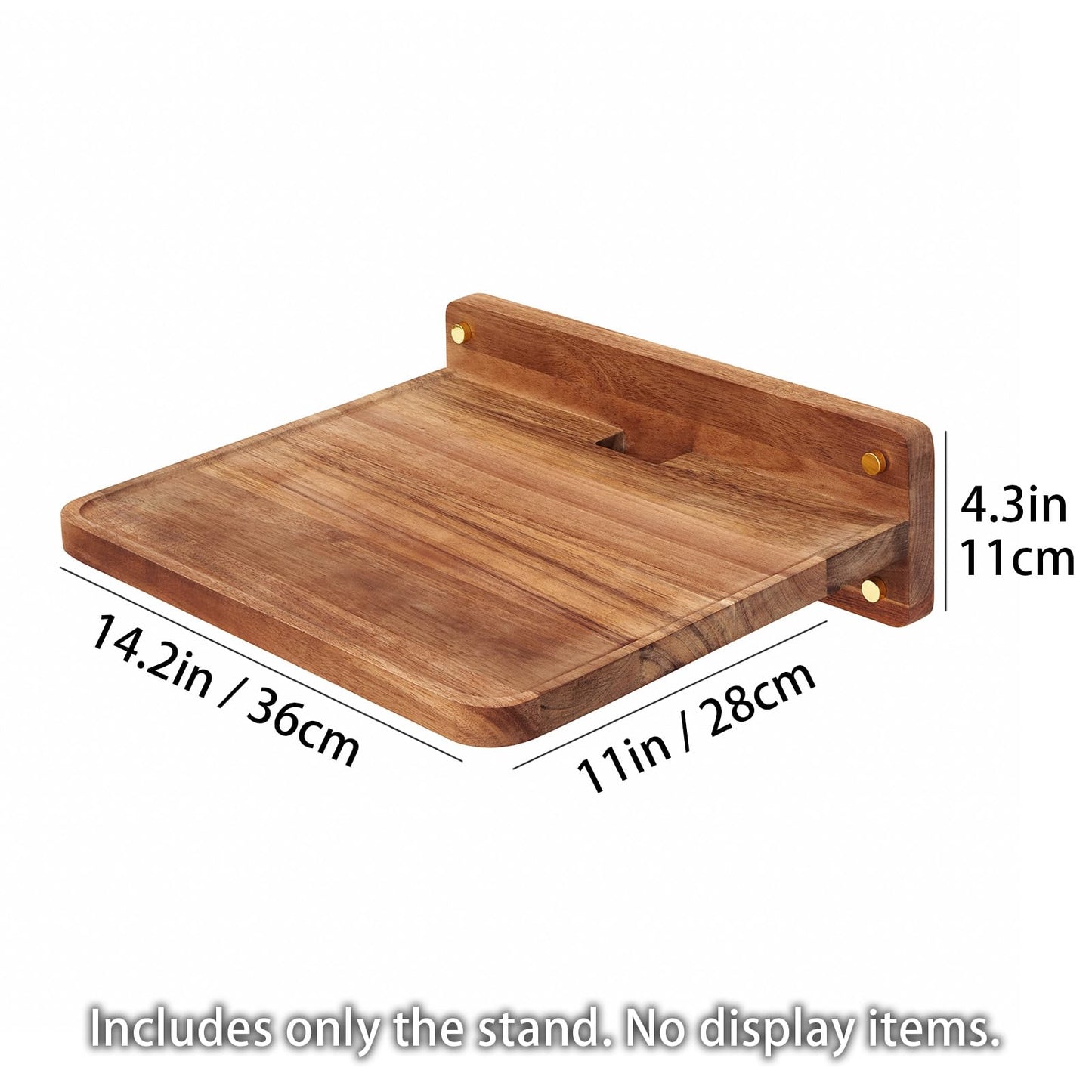 SARUFO Acacia Wood Projector Shelf for Wall Mount, 14.2" x 11" Floating Shelf & Rack Holder for Router, Modem, Cable Box, Compatible with Gaming Consoles Copyright Patent