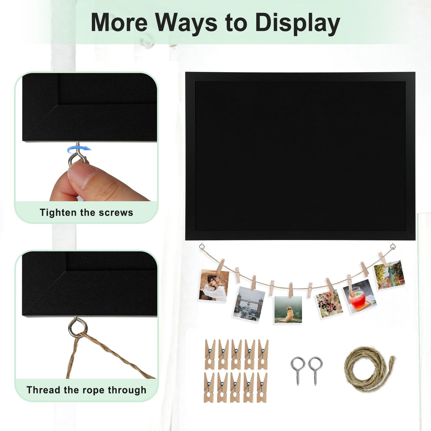 DOLLAR BOSS Large Black Cork Board Double-Sided Bulletin Board with Linen 24''x 18'', Black Cork Boards for Walls Wood Frame Hanging Pin Board, Cork Board for Office Home School 1-Pack