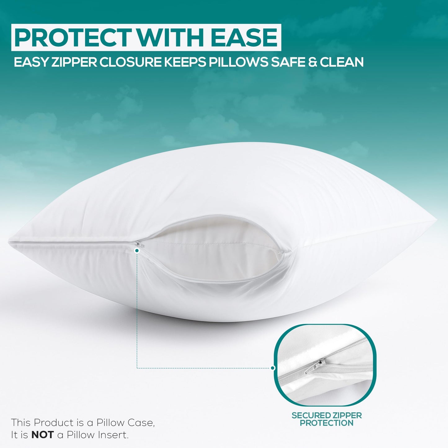 Set of 6 Pillow Protectors with Zipper King Size, Bed Bug and Dust Mite Proof Pillow Covers, Ultra Soft Pillow Encasements, Moisture Wicking and Waterproof Pillow Cases by Utopia Bedding (White)