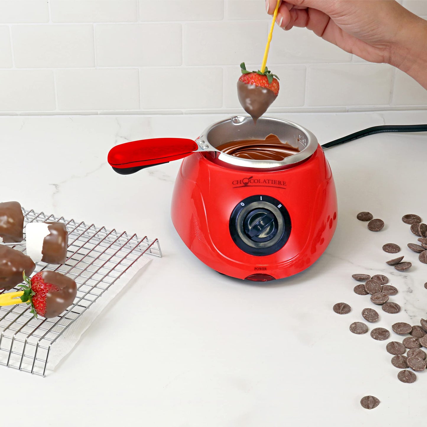 Total Chef Chocolatiere Electric Chocolate Fondue/Melting Pot and Candy Making Kit, 8.8 oz (250 g) Capacity, with 32-Piece Accessory Kit for Candy-Making, Dessert, Special Occasion, Family Dinner
