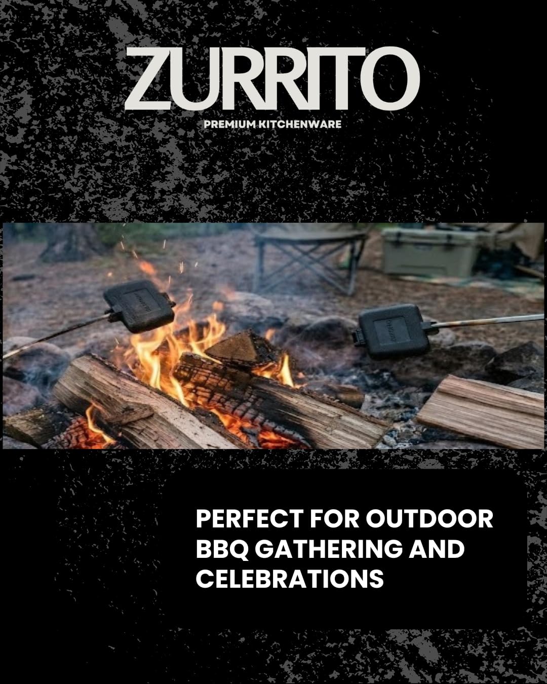 ZURRITO 2x Campfire Pie Iron (28inches Long) Bundle Set, Cast Iron Pie Pan, Mountain Pie Maker, Cast Iron Sandwich Maker, Pie Iron for Camping, Campfire Sandwich Maker