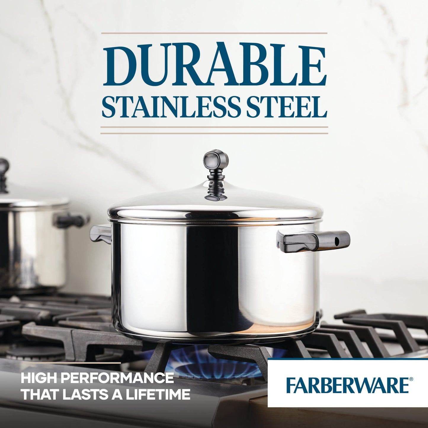 Farberware Classic Series Stainless Steel Stockpot with Lid, 6-Quart Pot