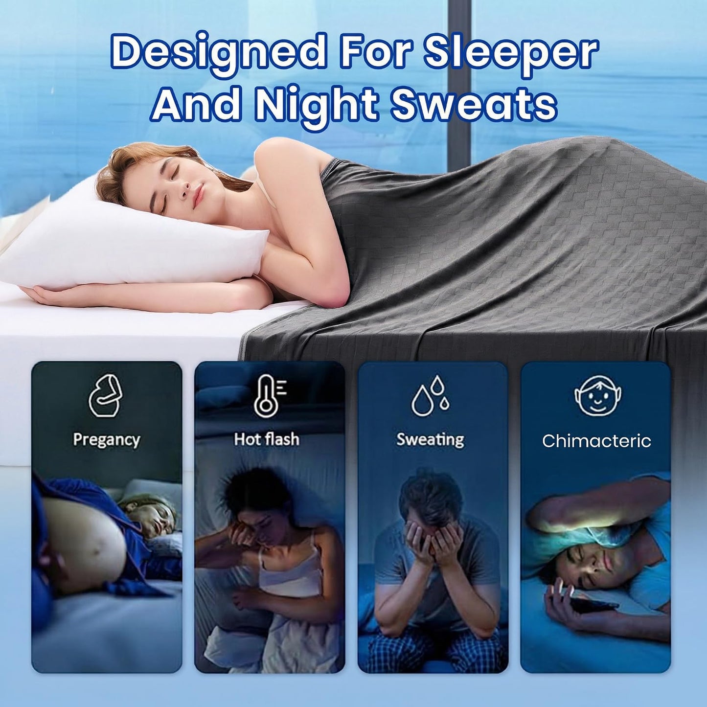 Topcee Cooling Blanket King Size- 100"x90" Summer Cooling Blanket for Hot Sleepers Arc-Chill Q-Max >0.45 Cool Fiber for Night Sweats, Soft Lightweight Sofa Blankets for Kid Adults