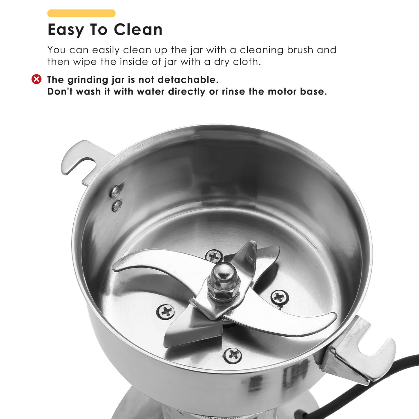 MYFULLY Electric Grain Mill Grinder High Speed Stainless Steel Pulverizer Mill Grinding Machine Cereals Corn Medicine Pearl Seasonings Spices Commercial Grade for Kitchen Grinding Machine (150g)