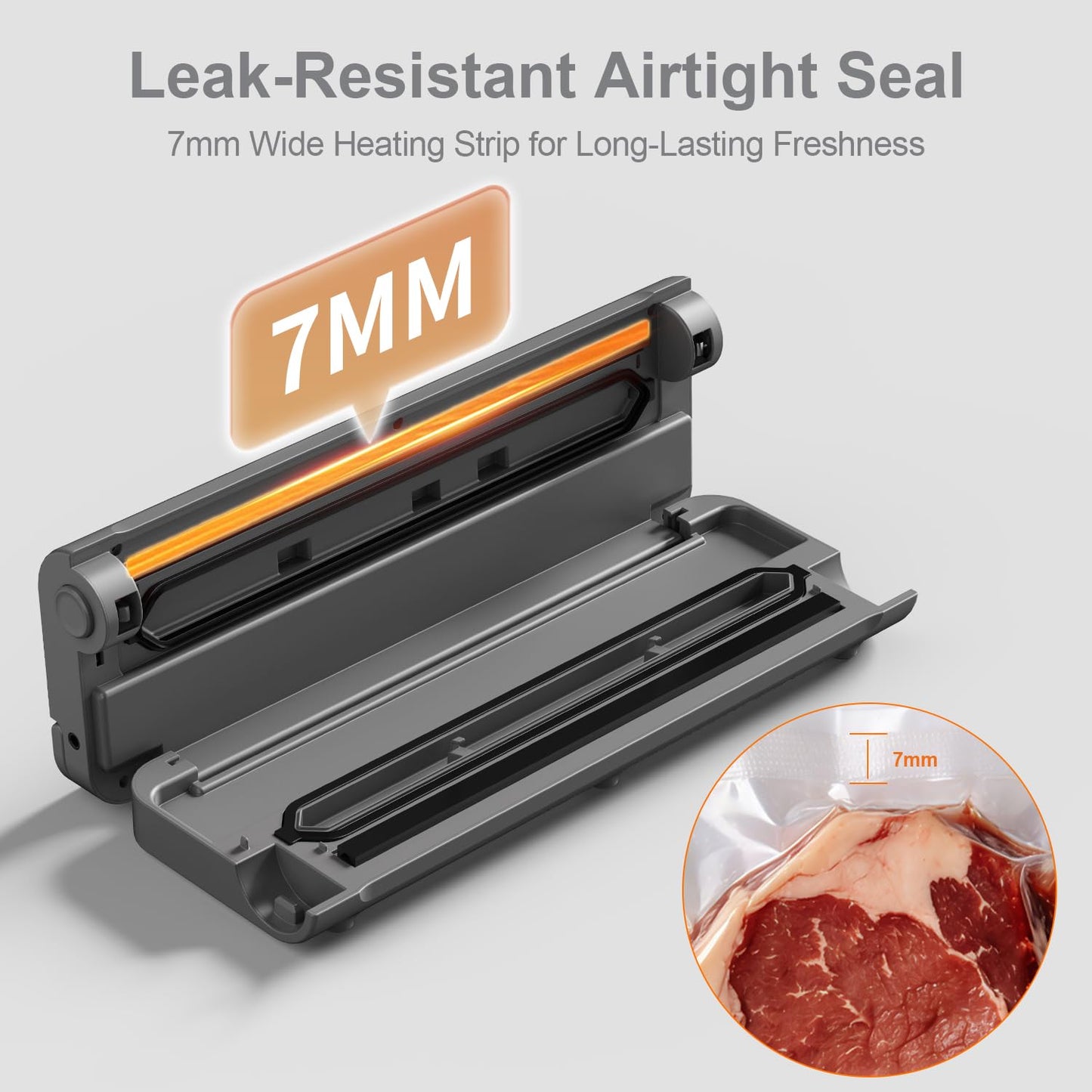 HOTSPIRE Food Vacuum Sealer Machine, Powerful & Continuous Vacuum Sealing for Kitchen Storage & Meal Prep, Wet & Dry Food Sealing, Detachable Upper & Lower Design for Easy Cleaning, Includes 50 Bags