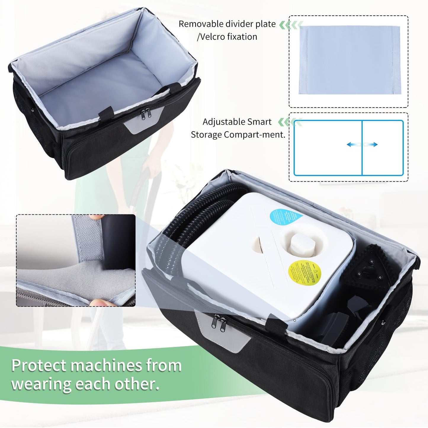TEFGTER Steam Cleaner Storage Bag Compatible with Dupray Neat Steam Cleaner,Carrying Case with Pockets,Portable Steam Cleaner Organizer Bag with Large Space(Case Only)(Black)