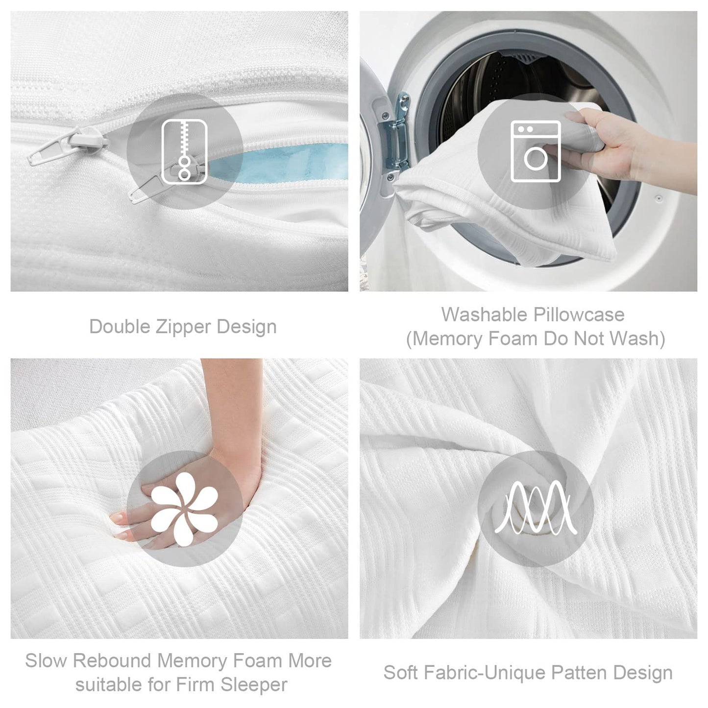 Meoflaw Cooling Pillows for Sleeping Standard Size Set of 2,Shredded Memory Foam Bed Pillow,Adjustable Loft Standard Pillow for Side & Back Sleeper-Medium Firm