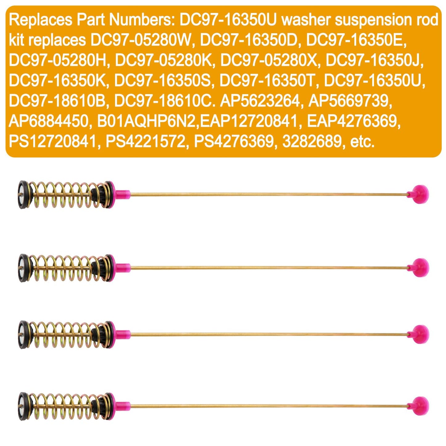 DC68-03172C DC68-03172B-03 DC68-03172D-00 Suspension Rods Compatible with Samsung Washer WA50R5200AW, WA50R5400AV, WA50R5400AW, Length: 26.4in