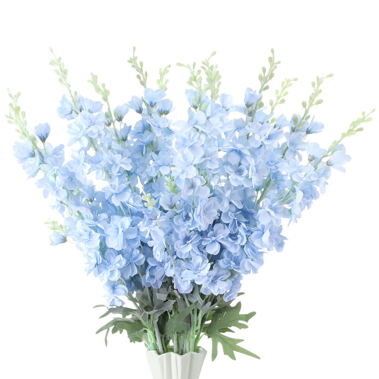 Thiccywoov 24 Pcs Delphinium Artificial Flower 35.4'' Long Larkspur Stem Silk Fake Faux Flowers Bulk for Tall Vase Floral Arrangements Home Centerpiece Table Wedding Decor (Blue)