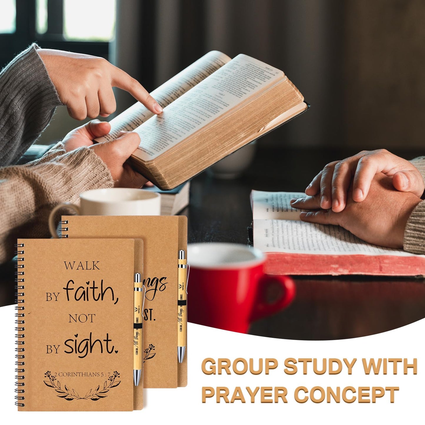 Sayglossy 40 Pcs Christian Gifts Bulk Father's Day Inspirational Spiral Notebook Bible Verse Pen Small Prayer Journal Religious Pen Faith Based Gifts for Women Men Father Church Bible Study Supplies