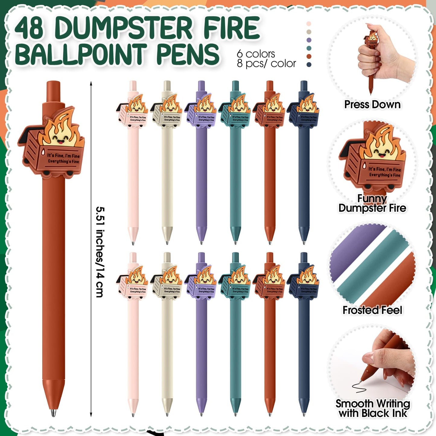 Sayglossy 48 Sets CNA Week Gifts Dumpster Fire Response Team Funny Ballpoint Pens Acrylic Keychains Bookmarks EMS Week Gifts for Volunteer Nurse Teacher Office Employee Team Graduation