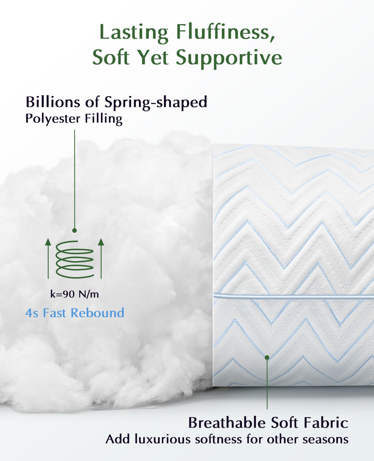 DIORIS Pillows Queen Size Set of 2, Cooling Bed Pillows for Sleeping, Breathable Down Alternative Microfiber Fill, 18 x 29 Inches, Medium Soft for Back Side Stomach Sleepers, Hypoallergenic