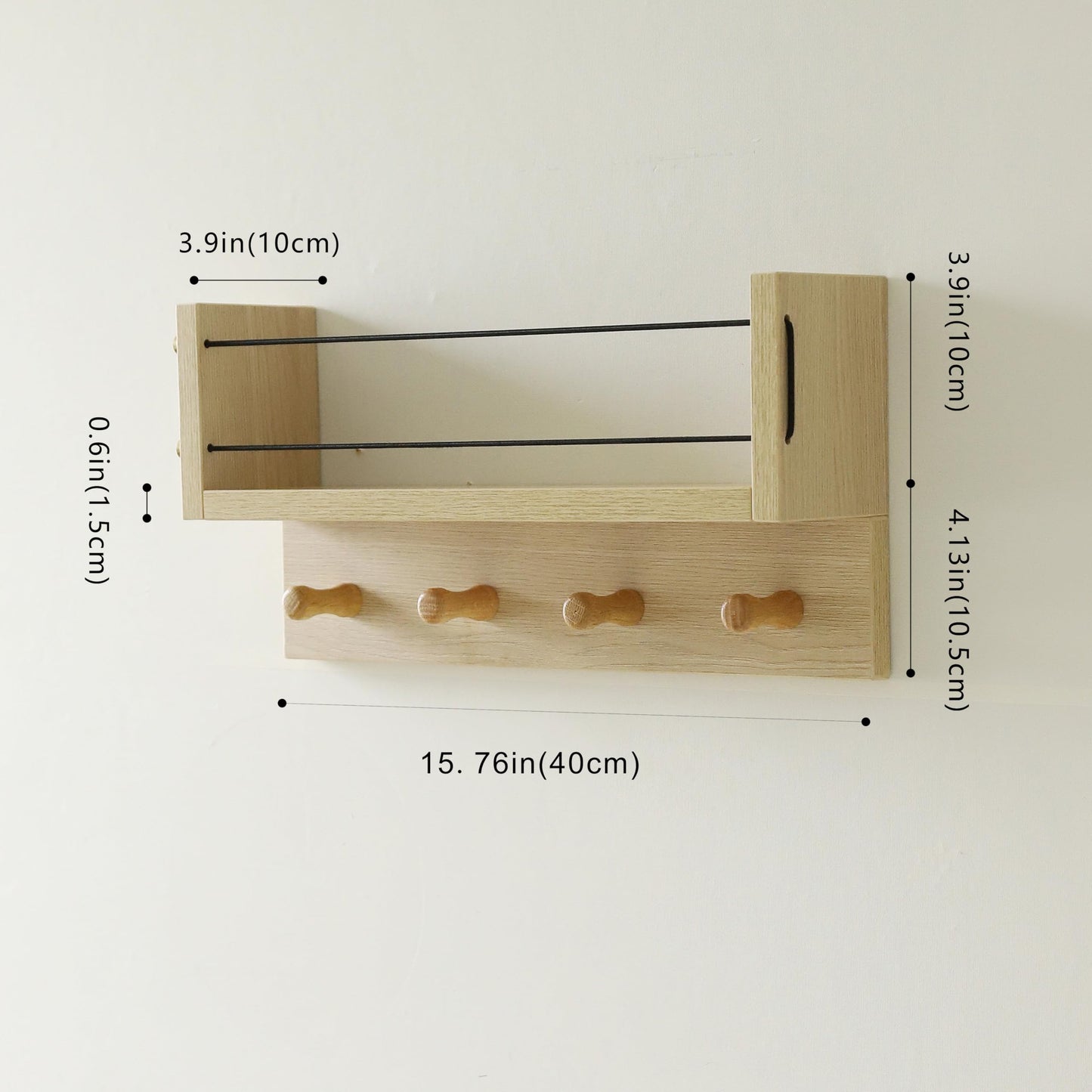 XAOMLP Entrance Coat Rack ，Coat Hooks, Wall-Mounted Wooden Hook Rack, Wall-Mounted Shelves are Very Suitable (Oak Color Finish-B-1)