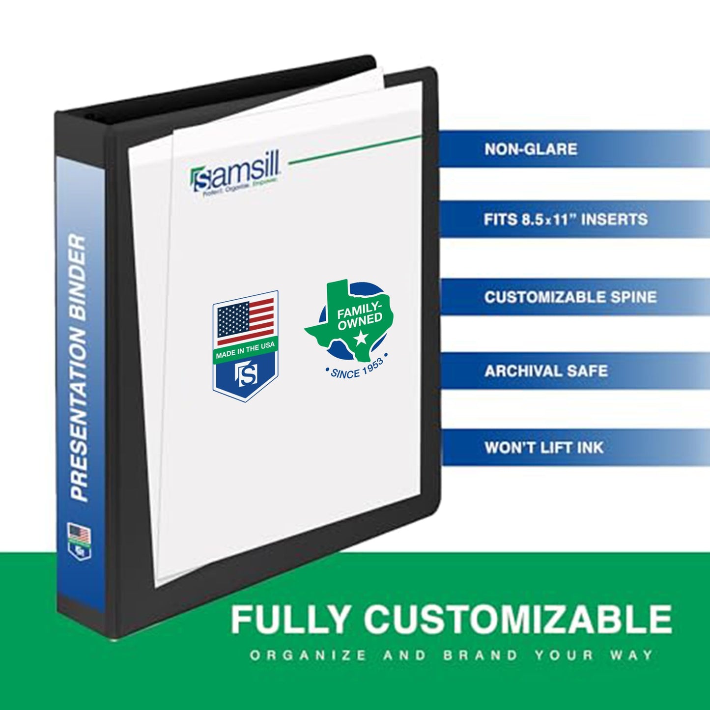 Samsill 1 Inch 3 Ring Binders, Economy Round Ring, Clear View Cover, 200 Sheet Capacity - for School, Home, Office - Black, 12 Pack