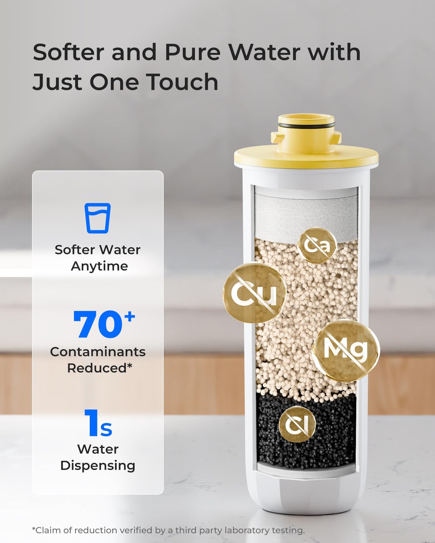 Waterdrop EWFLY Water Filter Replacement for Waterdrop ED11W/ED12W/ED09W/ED21W Rechargeable Electric Dispenser, Reduce 70+ Contaminants, Soften Water, 3 Pack