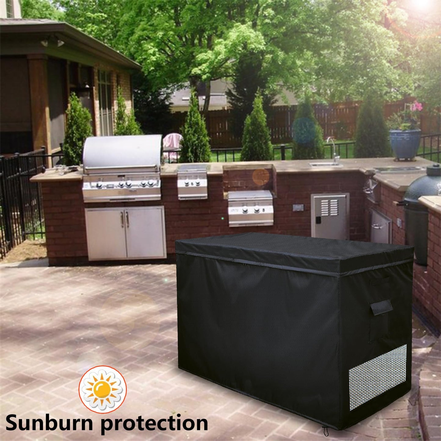 YANGSHILEI Chest Deep Freezer Cover for 14-16 cu ft Chest Deep Freezer Waterproof Dustproof,Top with Zipper to Open UV Resistance Chest Deep Freezer Protector 56"W×29.5"D×36"(Black)