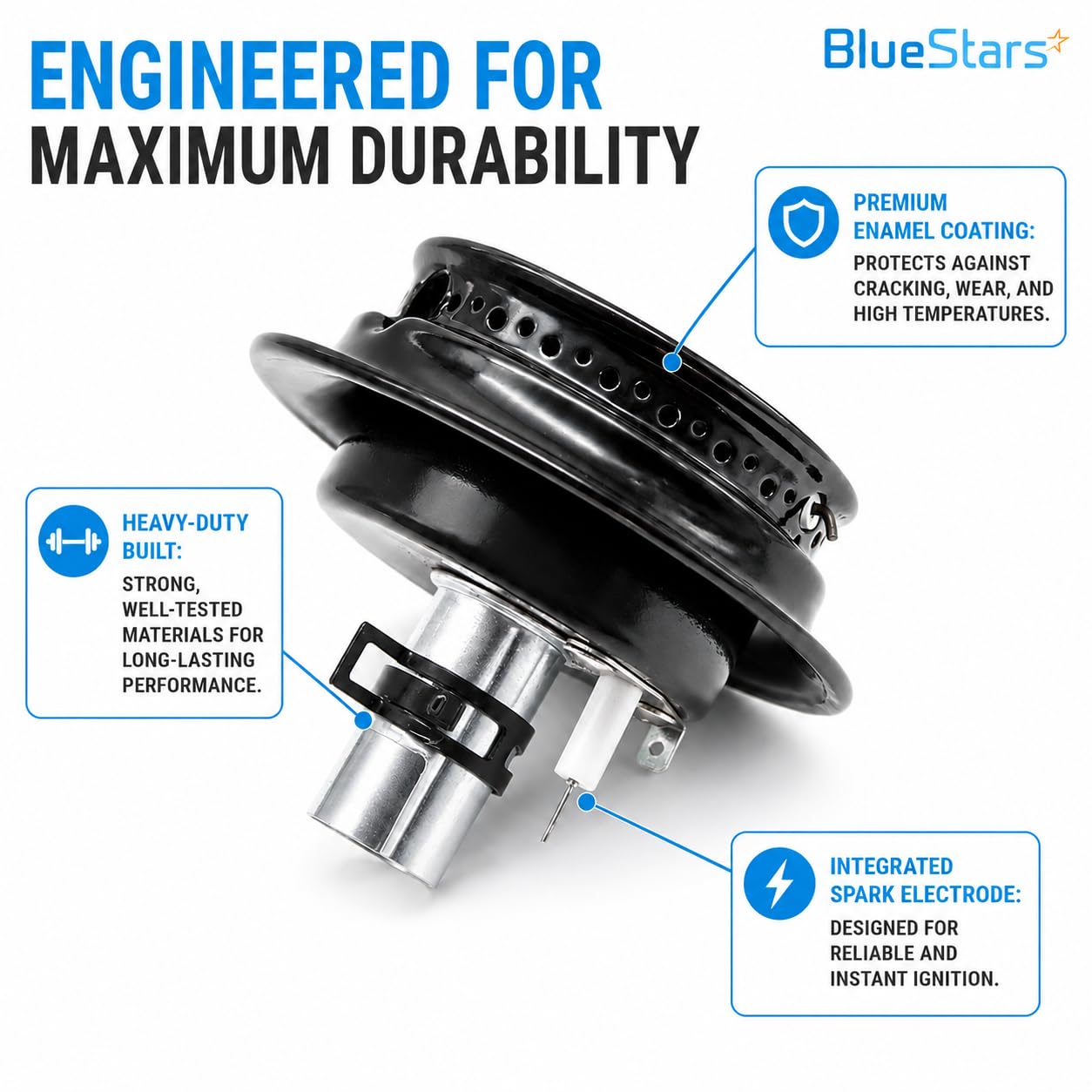 BlueStars Ultra Durable 3412D024-09 Gas Range Sealed Burner Head & Igniter Assembly Replacement – Compatible with Magic Chef & Maytag Ranges - Replaces 12500050 3412D018-09 - Pack of 4