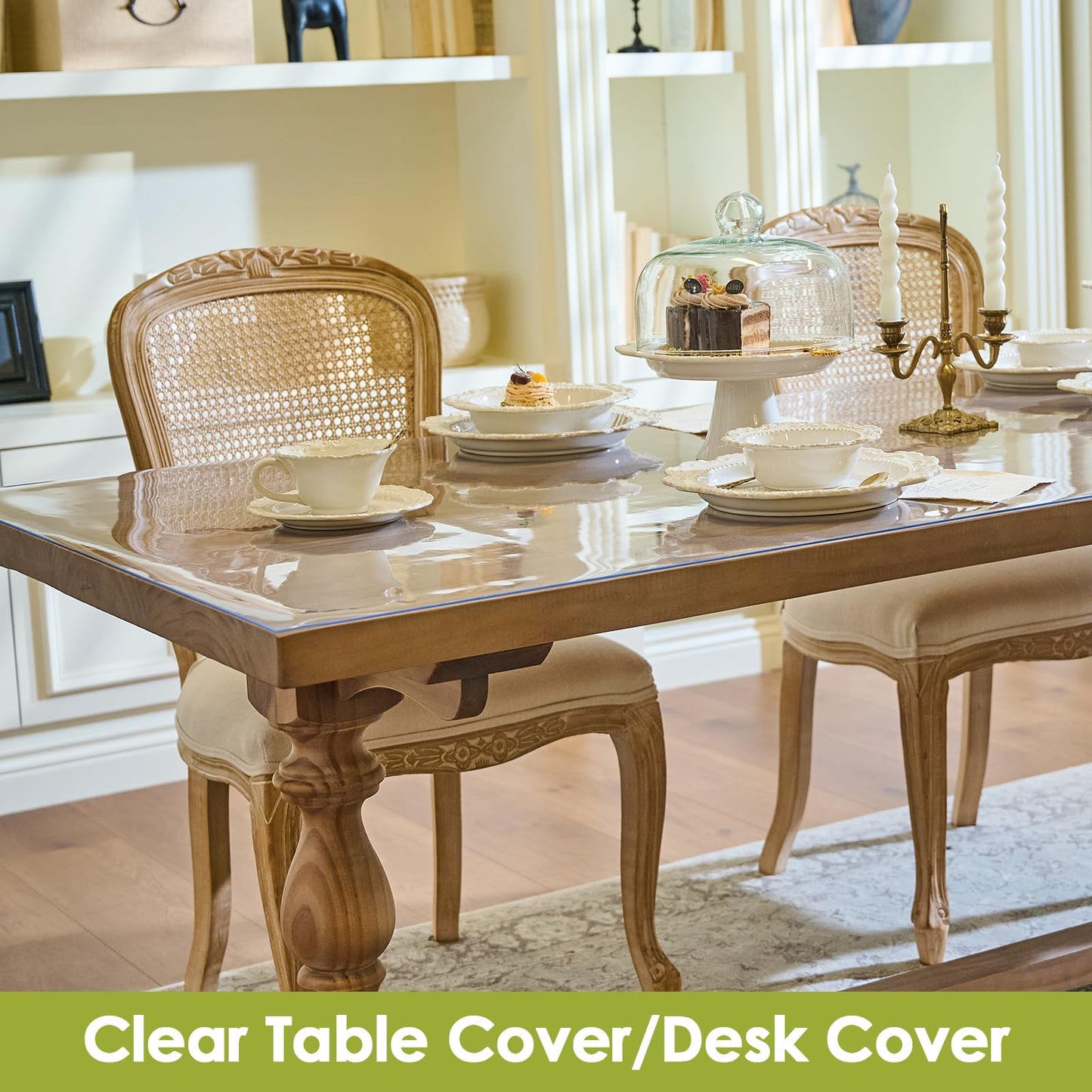 Clear Table Cover Protector 48x30 Inch, 1.5mm Thick PVC Table Pad, Waterproof Dining Tablecloth, Cut to Fit Protector for Wood, Glass & Marble Tables, Perfect for Game Day Watch Soccer Party
