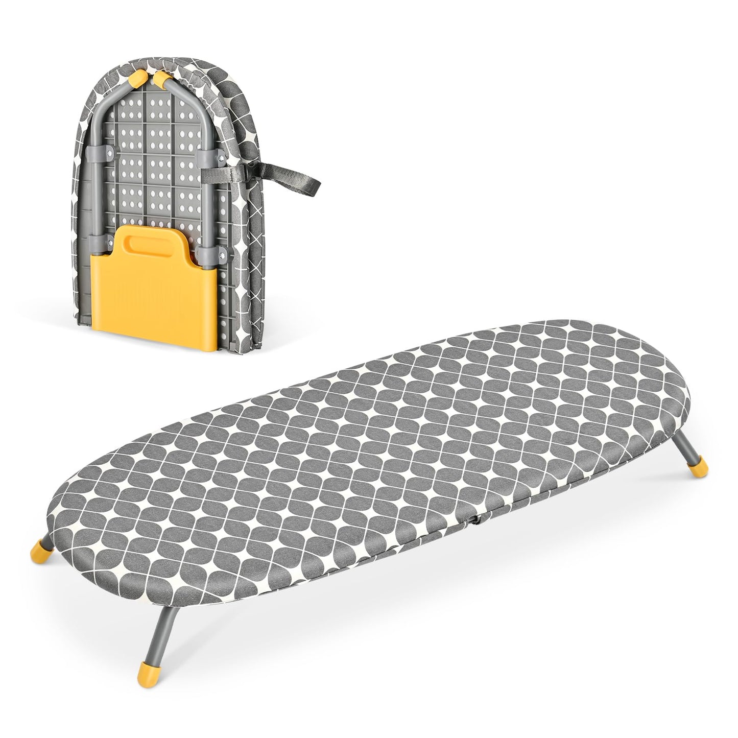 APEXCHASER Foldable Ironing Board, Tabletop Small Iron Board with Heat Resistant Covers, Portable Folding Mini Iron Table with Non-Slip Feet for Home, Laundry Rooms, Dorms, Travel Use, Gray